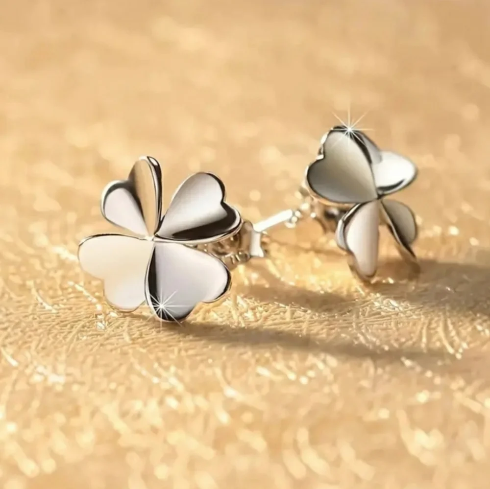 Four Leaf Clover Silver Earrings